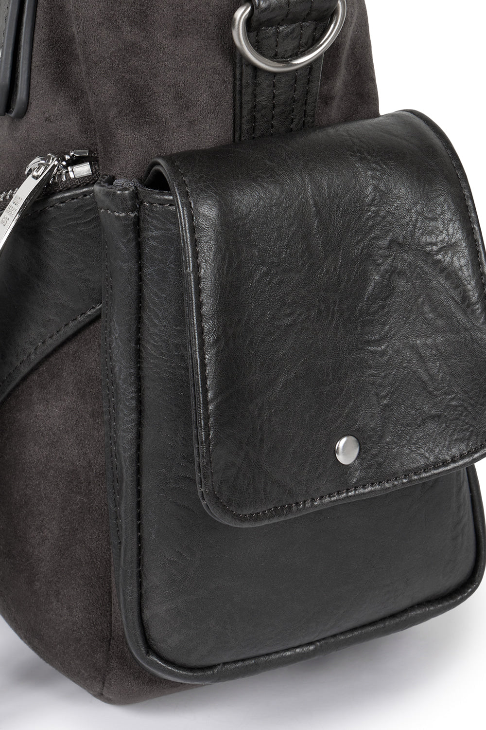 IUGA - Studded Suede Shoulder Bag (Charcoal)