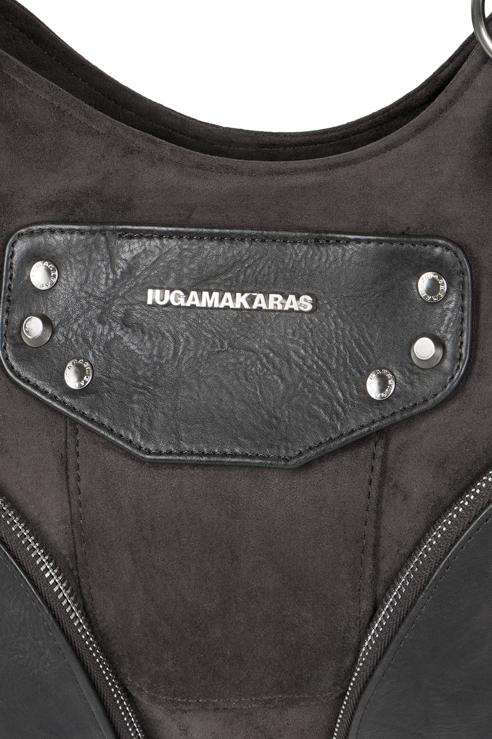 IUGA - Studded Suede Shoulder Bag (Charcoal)