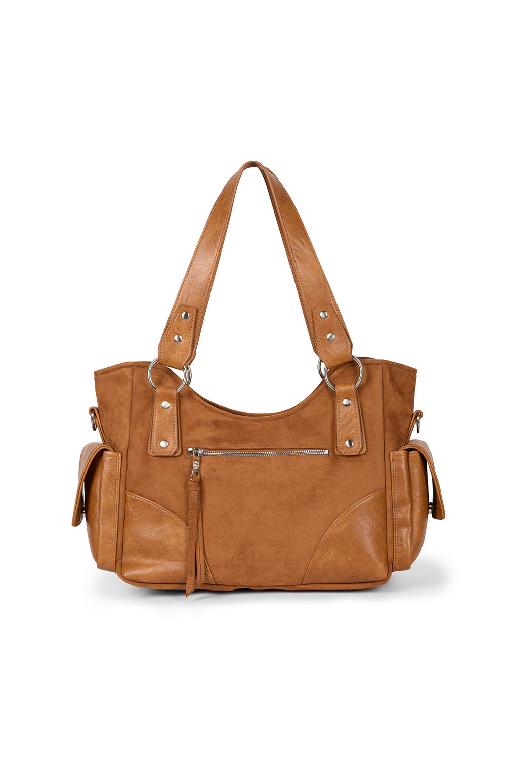 IUGA - Studded Suede Shoulder Bag (Camel)
