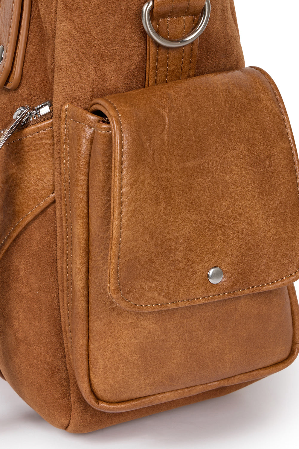 IUGA - Studded Suede Shoulder Bag (Camel)