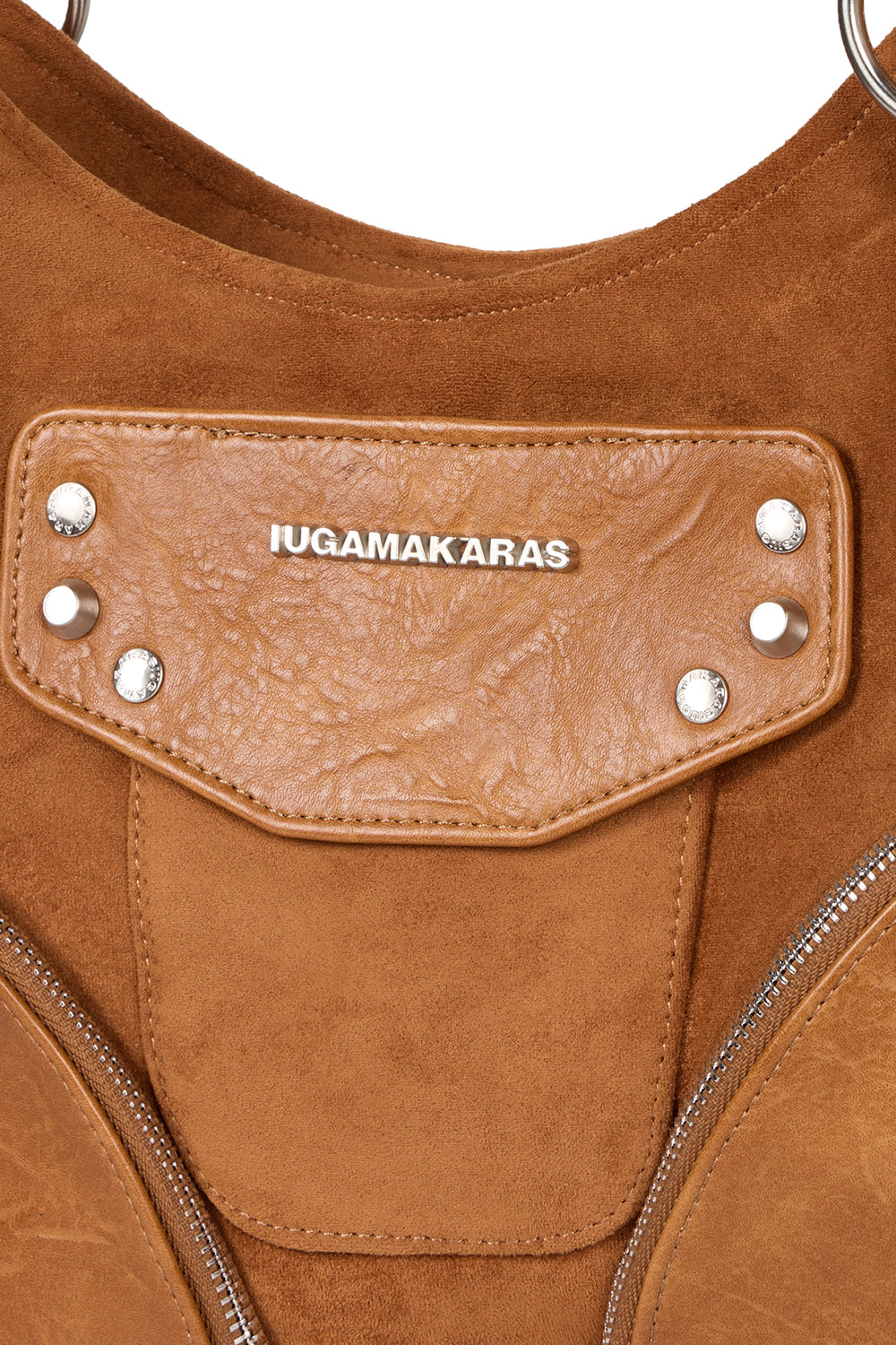 IUGA - Studded Suede Shoulder Bag (Camel)