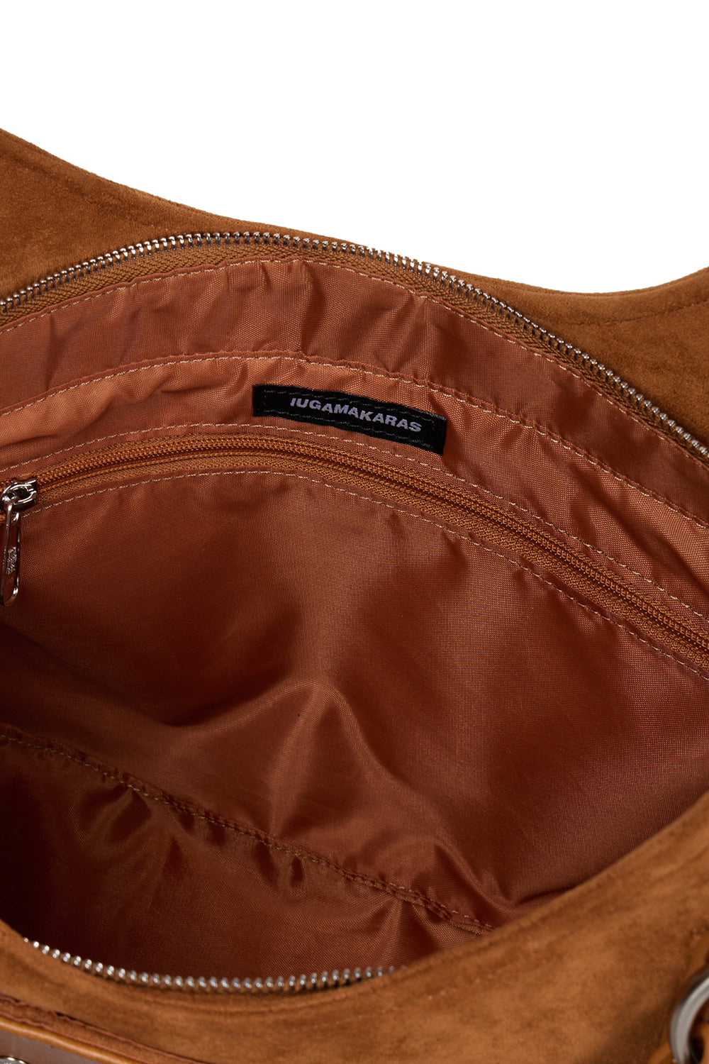 IUGA - Studded Suede Shoulder Bag (Camel)