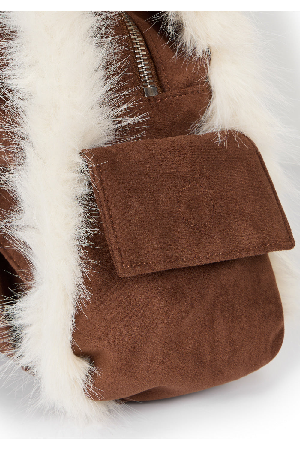 IUGA - Ribbon Fur Suede Shoulder Bag (Brown)