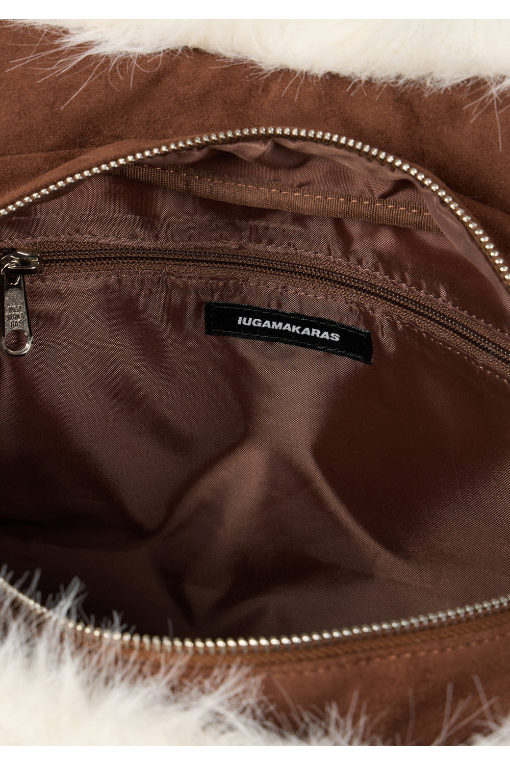 IUGA - Ribbon Fur Suede Shoulder Bag (Brown)