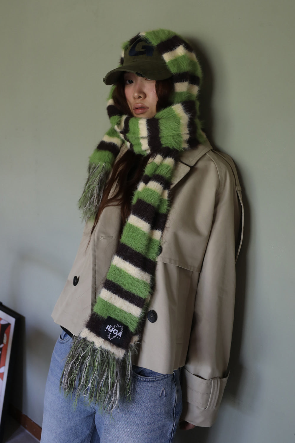 IUGA - Striped Hairy Bold Muffler (Green)