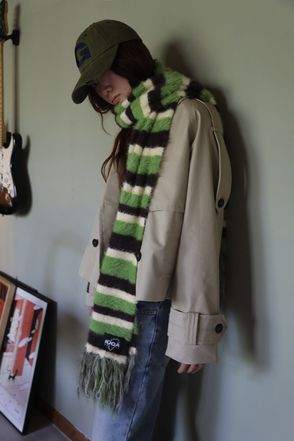 IUGA - Striped Hairy Bold Muffler (Green)