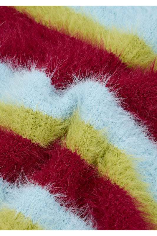 IUGA - Striped Hairy Bold Muffler (Burgundy)