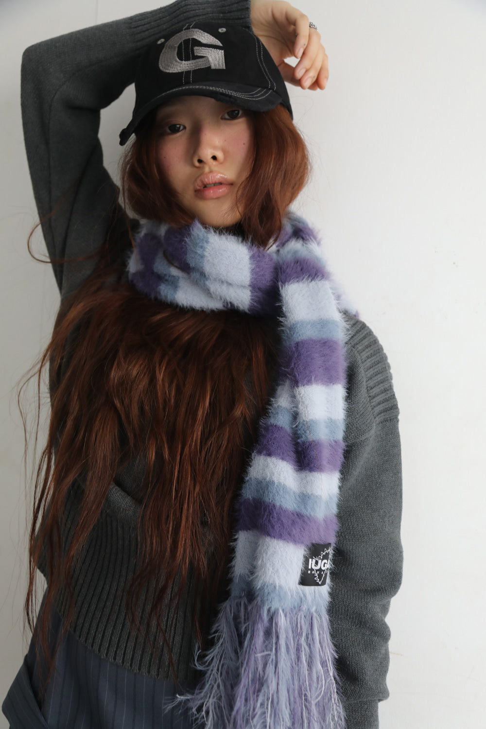 IUGA - Striped Hairy Bold Muffler (Light Purple)
