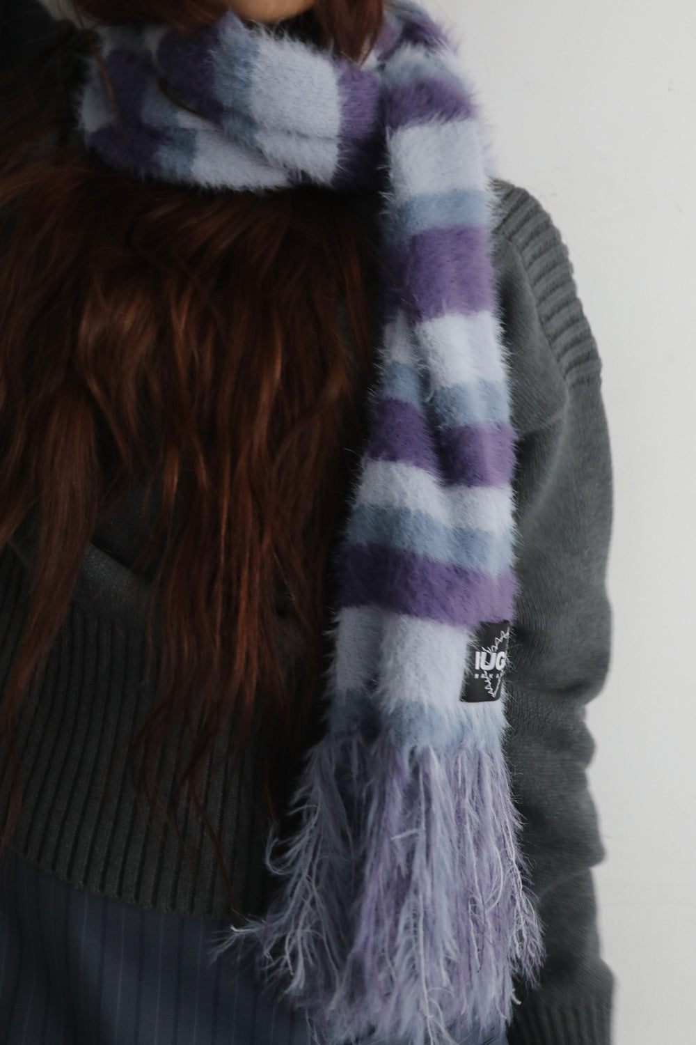 IUGA - Striped Hairy Bold Muffler (Light Purple)