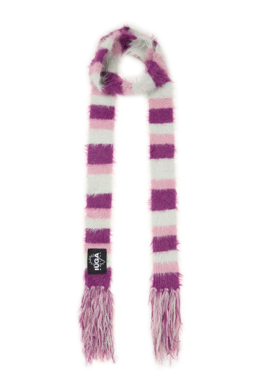 IUGA - Striped Hairy Skinny Muffler (Magenta)