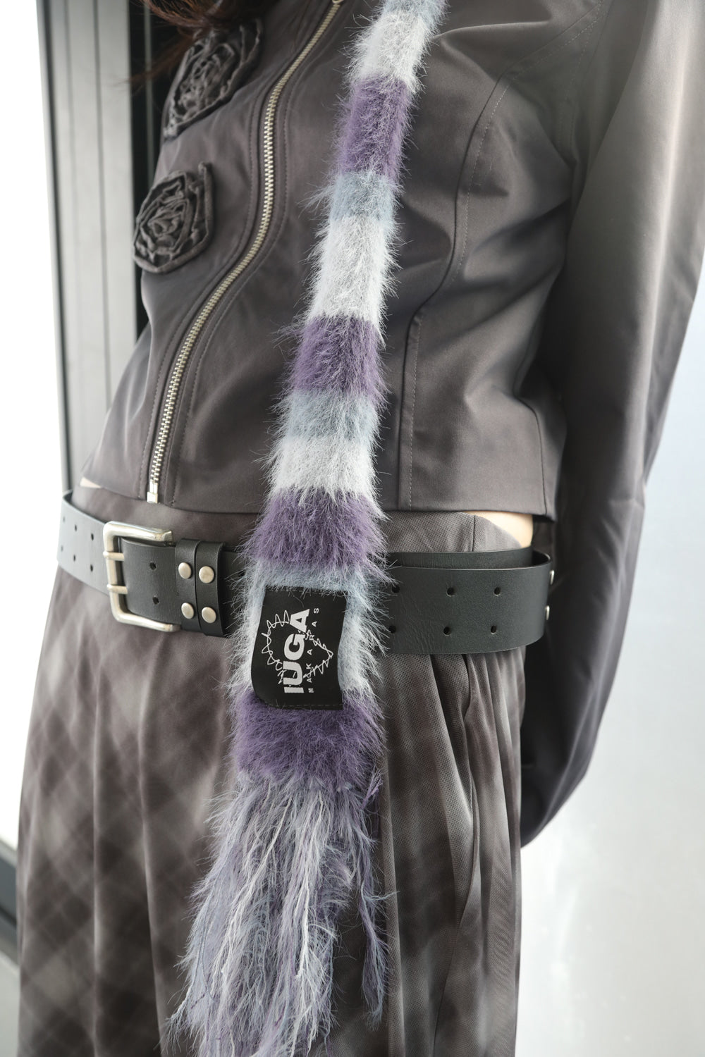 IUGA - Striped Hairy Skinny Muffler (Light Purple)