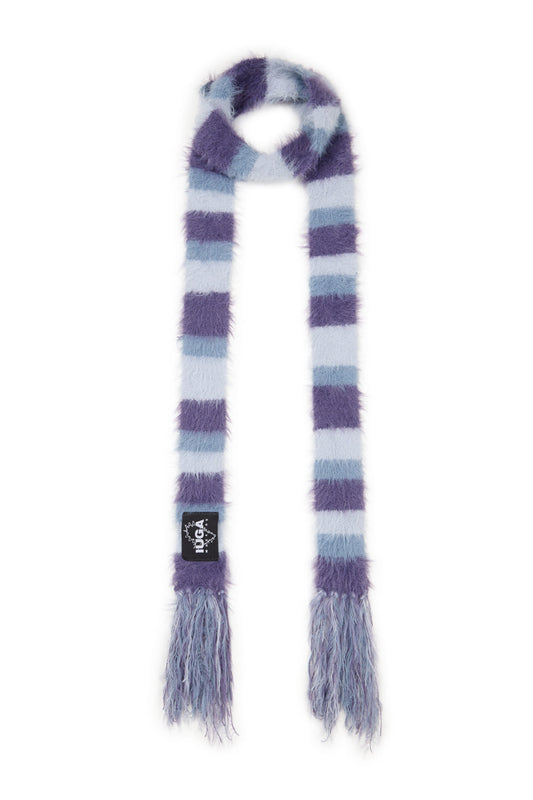 IUGA - Striped Hairy Skinny Muffler (Light Purple)