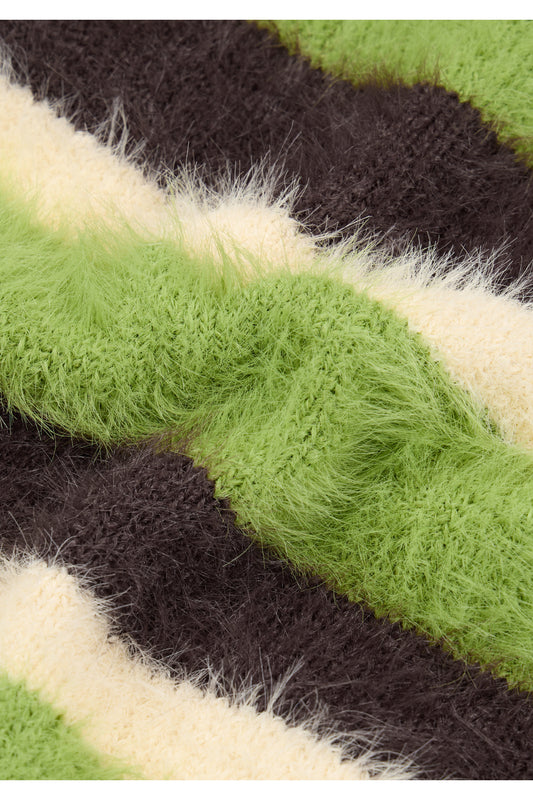 IUGA - Striped Hairy Skinny Muffler (Green)