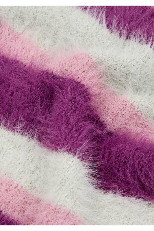 IUGA - Striped Hairy Skinny Muffler (Magenta)