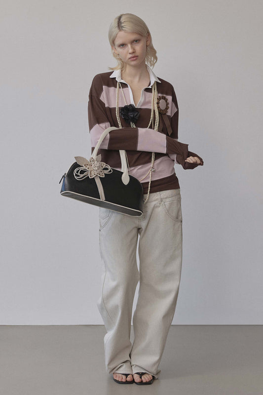 Sculptorpage - Rugby Striped Polo Jersey Pink/Brown