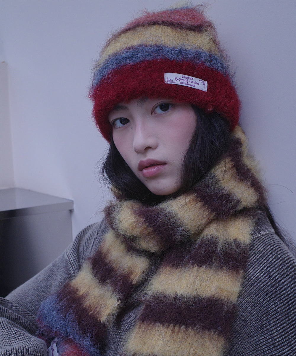 STRIPE SHAGGY BEANIE - 5 colors