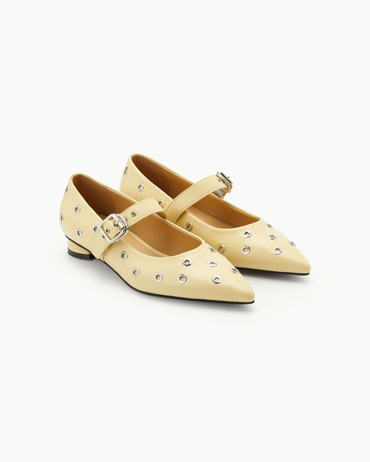 PAES - Eyelet Buckle Flat / Butter