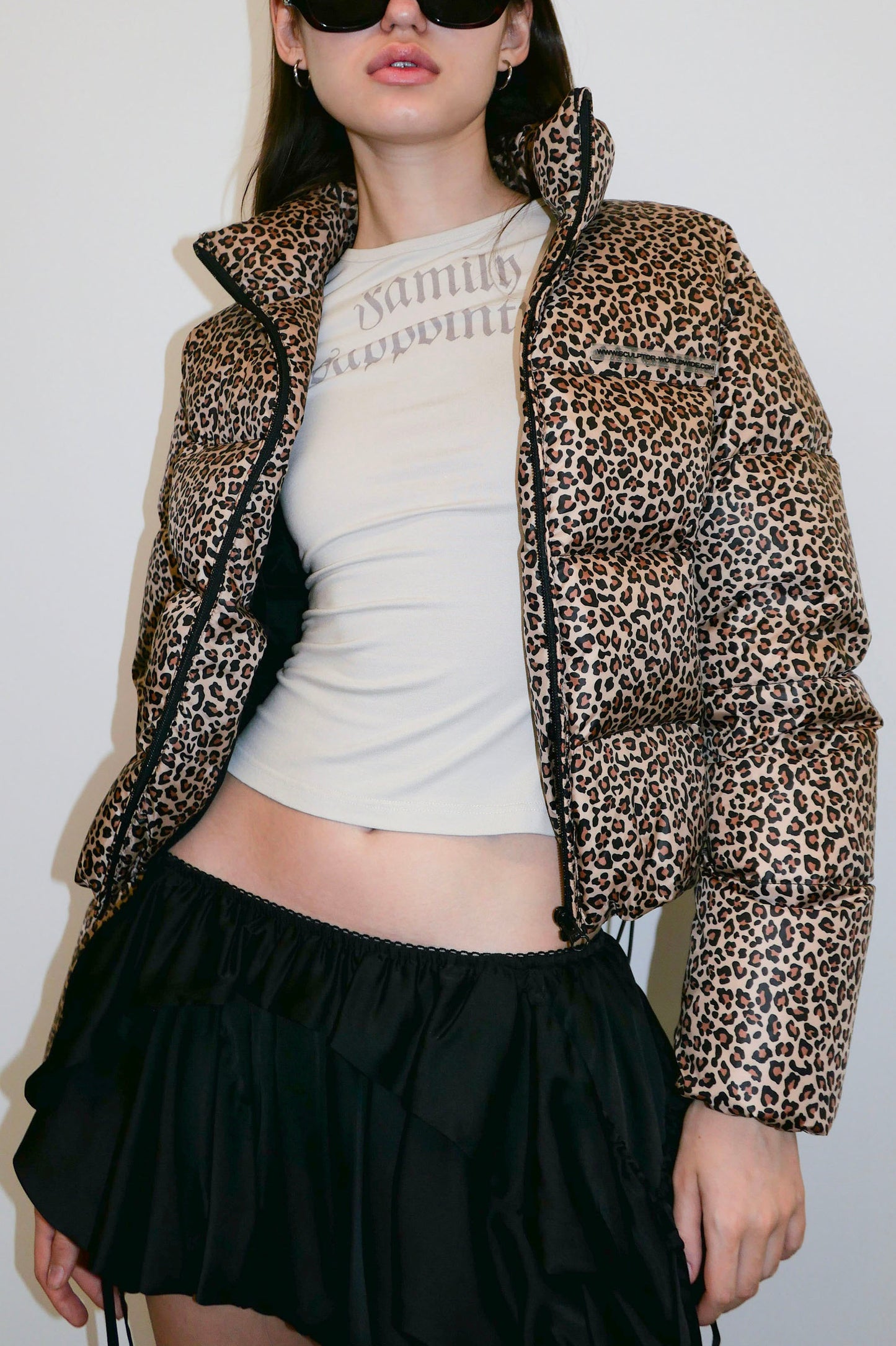 107 Cropped Puffer Down Leopard