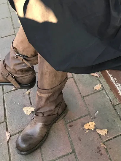 negativethree - [37차 리오더/10월17일 예약배송] Slouchy Long Boots "Washed Brown"
