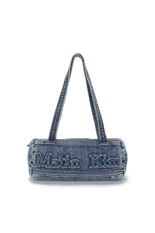 LOGO WASHED DENIM DUFFEL BAG IN BLUE