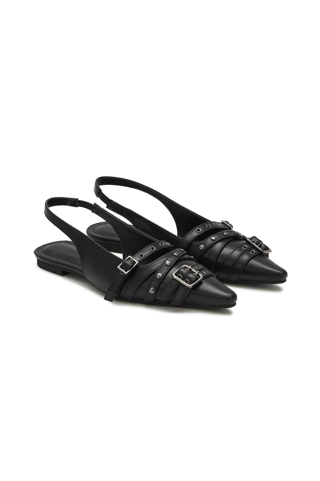 Deinet - BUCKLE STUD AND EYELET SLINGBACKS IN BLACK