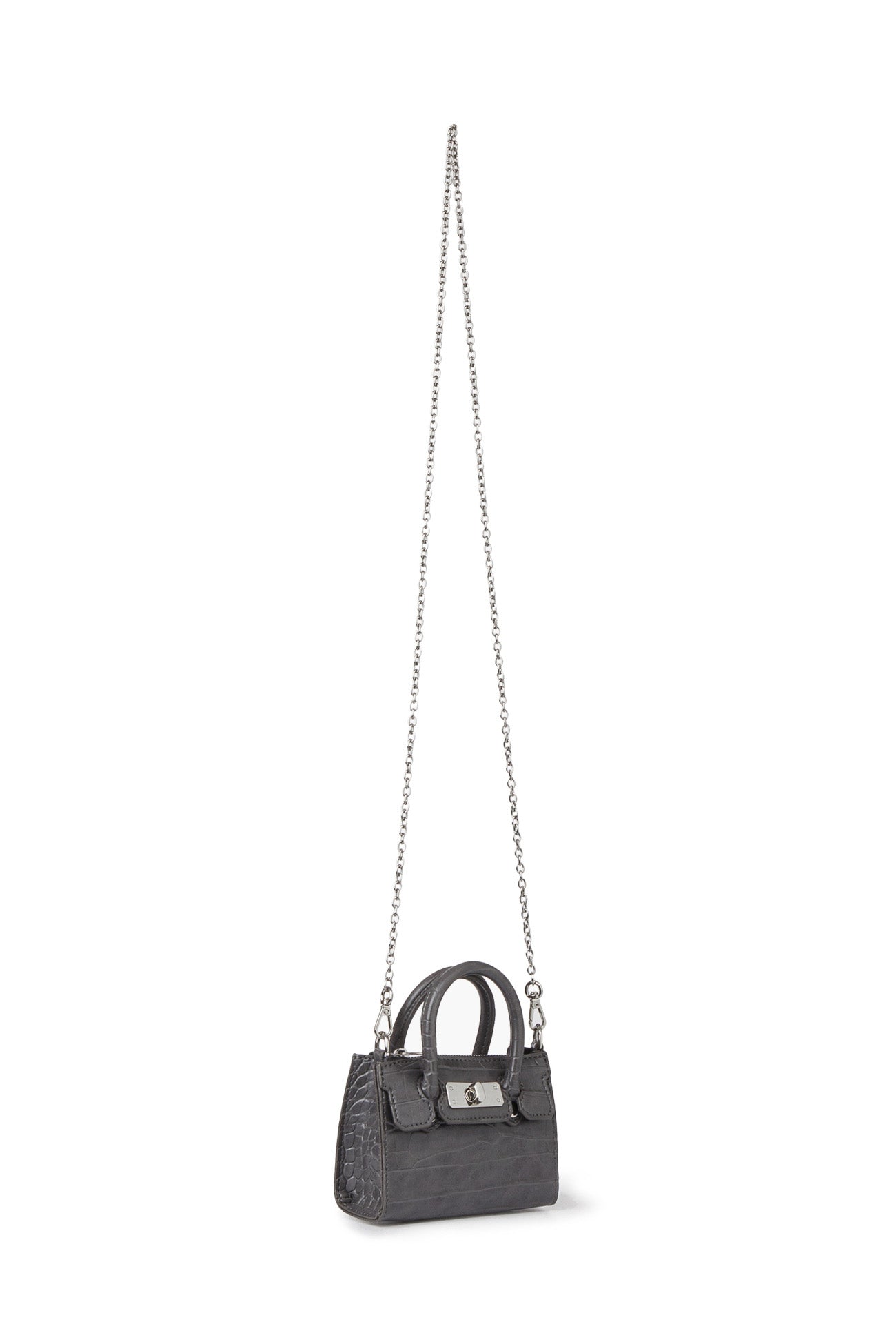 Deinet - CROCODILE PATTERN CHAIN MINI BAG IN CHARCOAL