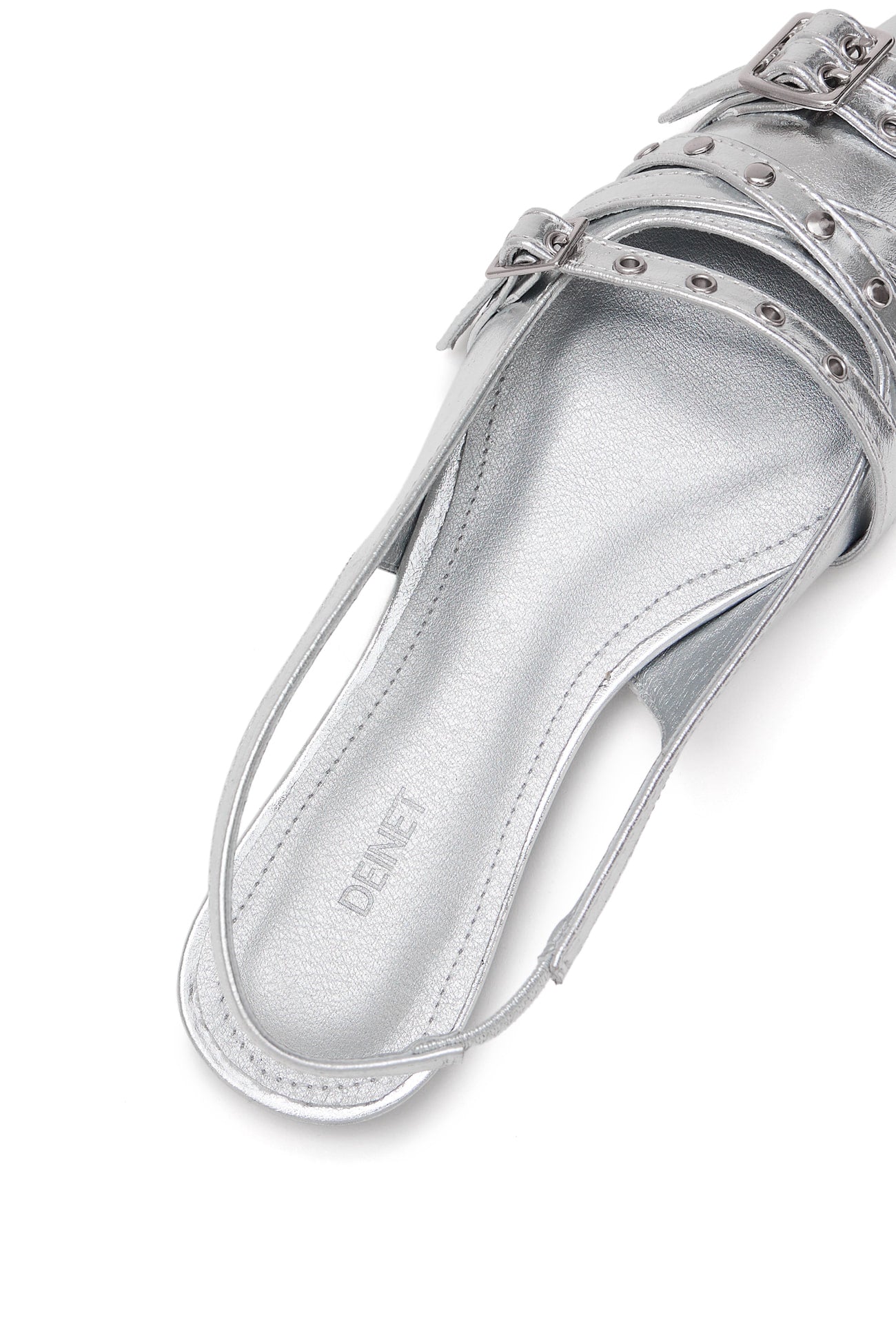 Deinet - BUCKLE STUD AND EYELET SLINGBACKS IN SILVER