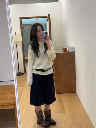 negativethree - [37차 리오더/10월17일 예약배송] Slouchy Long Boots "Washed Brown"