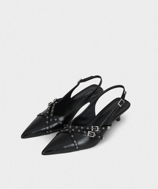 KHIHO - BELTED SLINGBACK / BLACK
