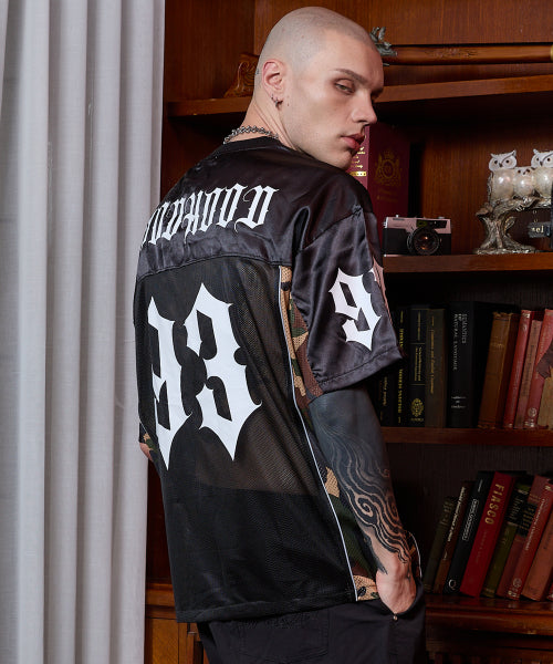 HOODHOOD - HD CAMO Football jersey half sleeve T-shirt BLACK