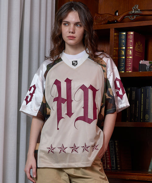 HOODHOOD - HD CAMO Football jersey half sleeve T-shirt WHITE