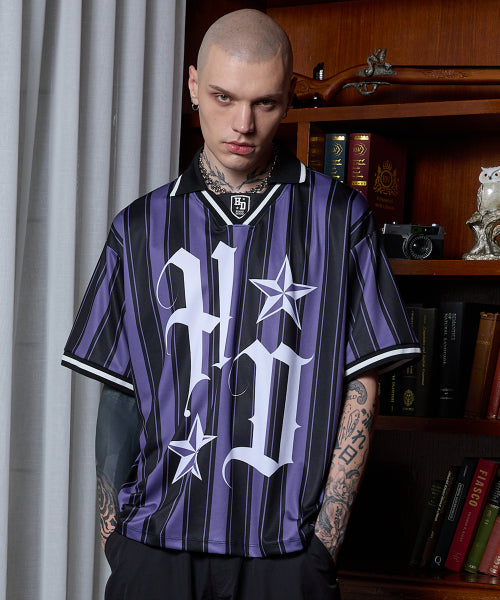 HOODHOOD - HD Football collar jersey half sleeve T-shirt PURPLE