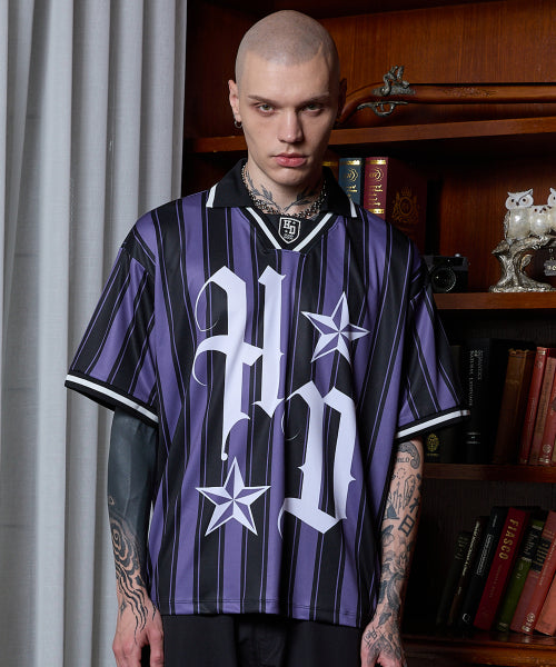 HOODHOOD - HD Football collar jersey half sleeve T-shirt PURPLE