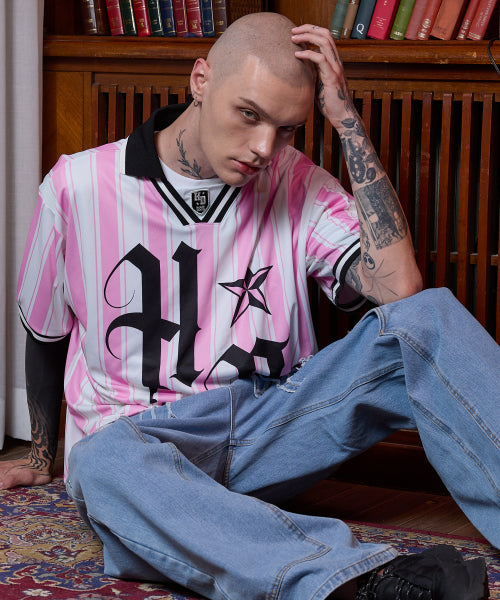 HOODHOOD - HD Football collar jersey half sleeve T-shirt Pink