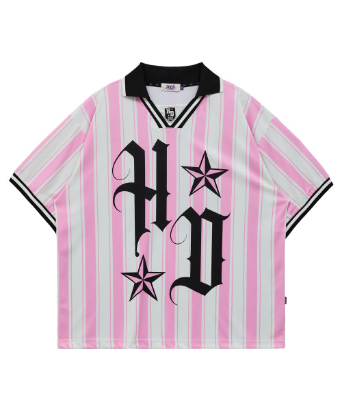 HOODHOOD - HD Football collar jersey half sleeve T-shirt Pink