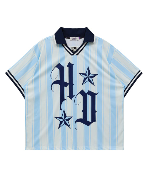 HOODHOOD - HD Football collar jersey half sleeve T-shirt SKYBLUE