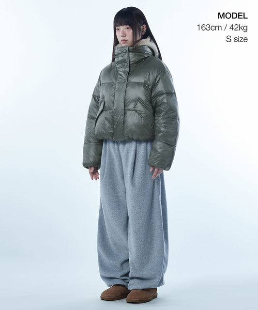 MUSINSA STANDARD WOMAN - 우먼즈 데일리 푸퍼 글로시 숏 패딩 재킷 [세이지]