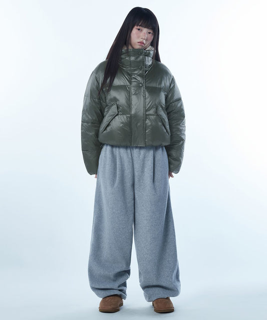 MUSINSA STANDARD WOMAN - 우먼즈 데일리 푸퍼 글로시 숏 패딩 재킷 [세이지]