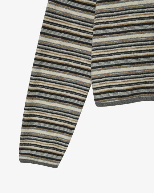 aeae -  STRIPE KNIT HOODIE [BEIGE]