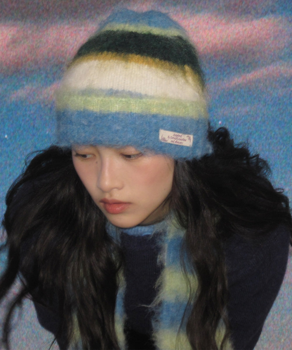 STRIPE SHAGGY BEANIE - 5 colors