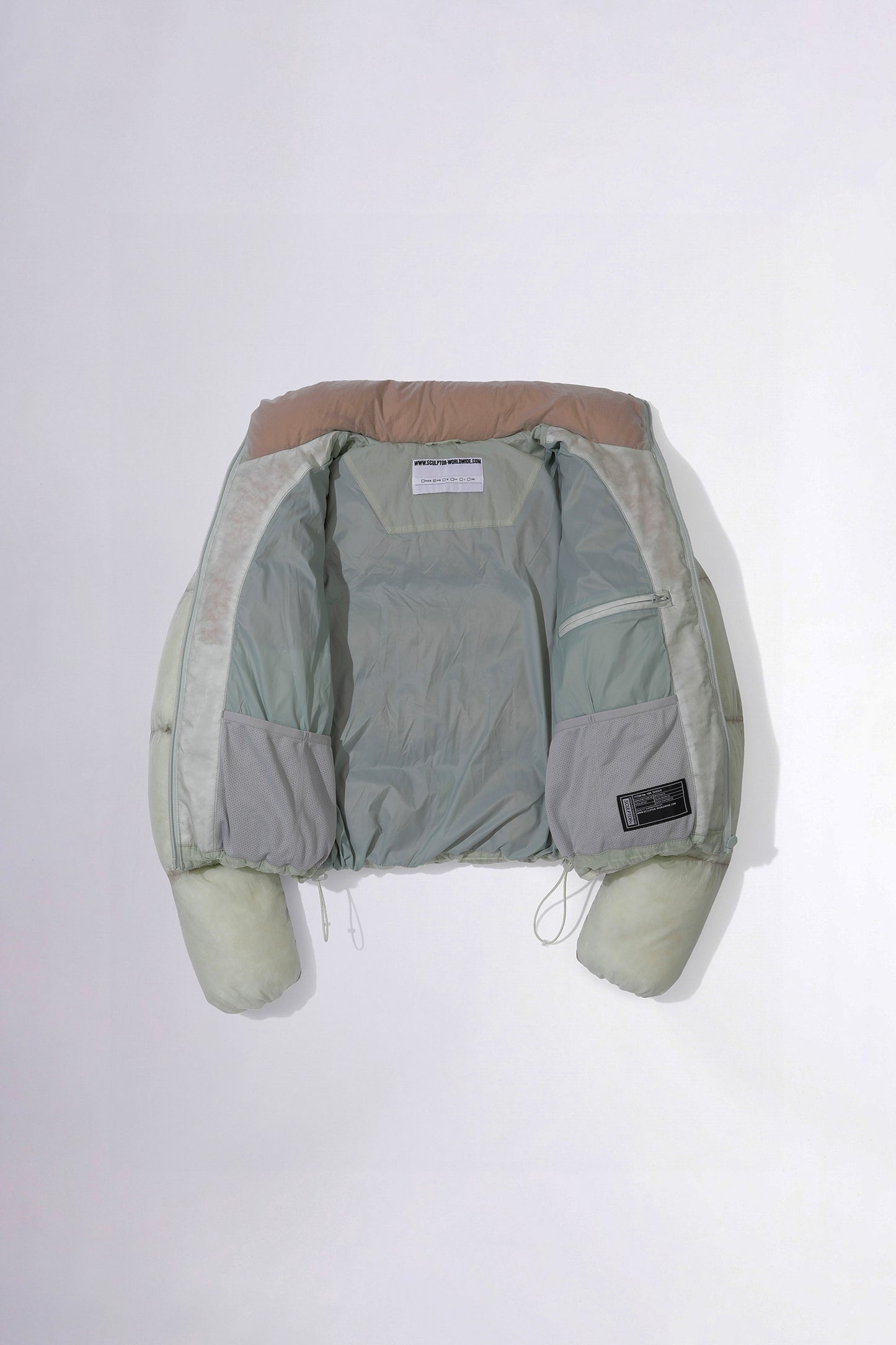 104 Sheer Cropped Puffer Down Green