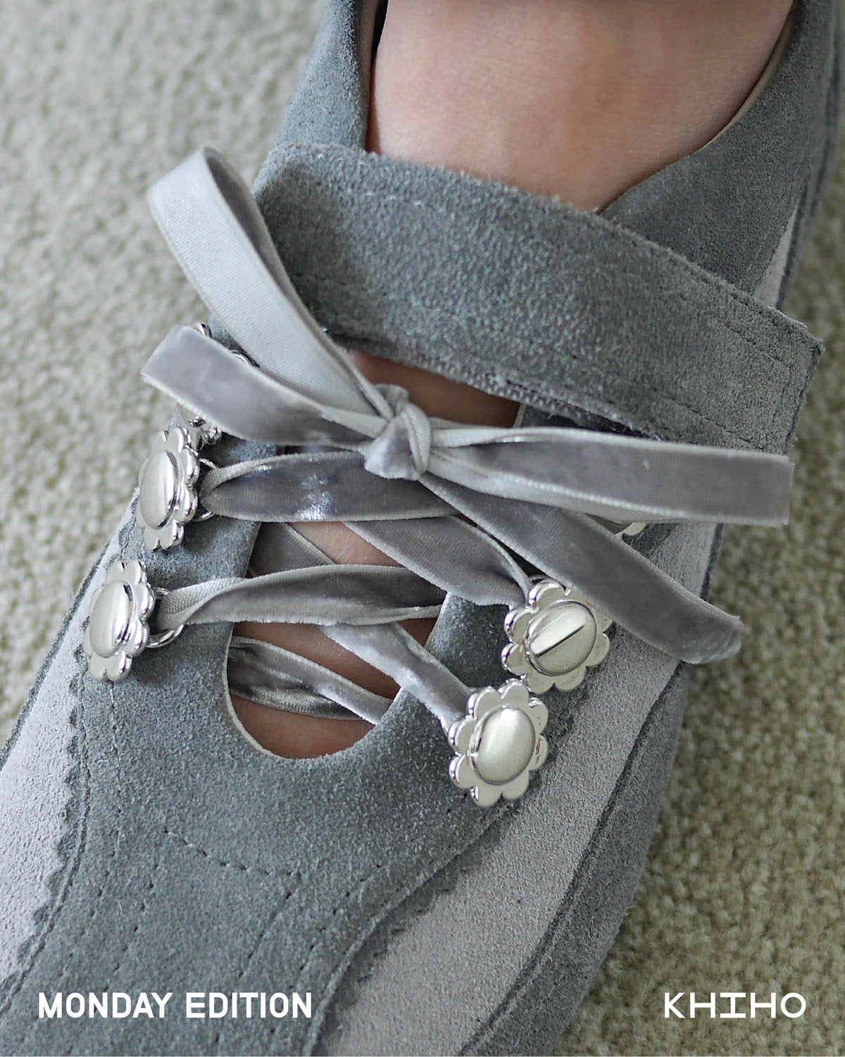 KHIHO -  PINKING MARY JANE SNEAKERS / GREY