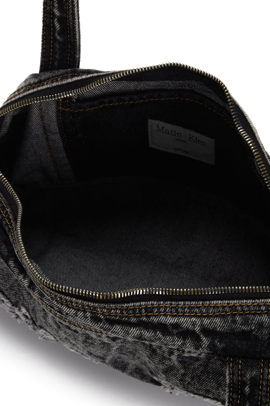 LOGO WASHED DENIM DUFFEL BAG IN BLACK