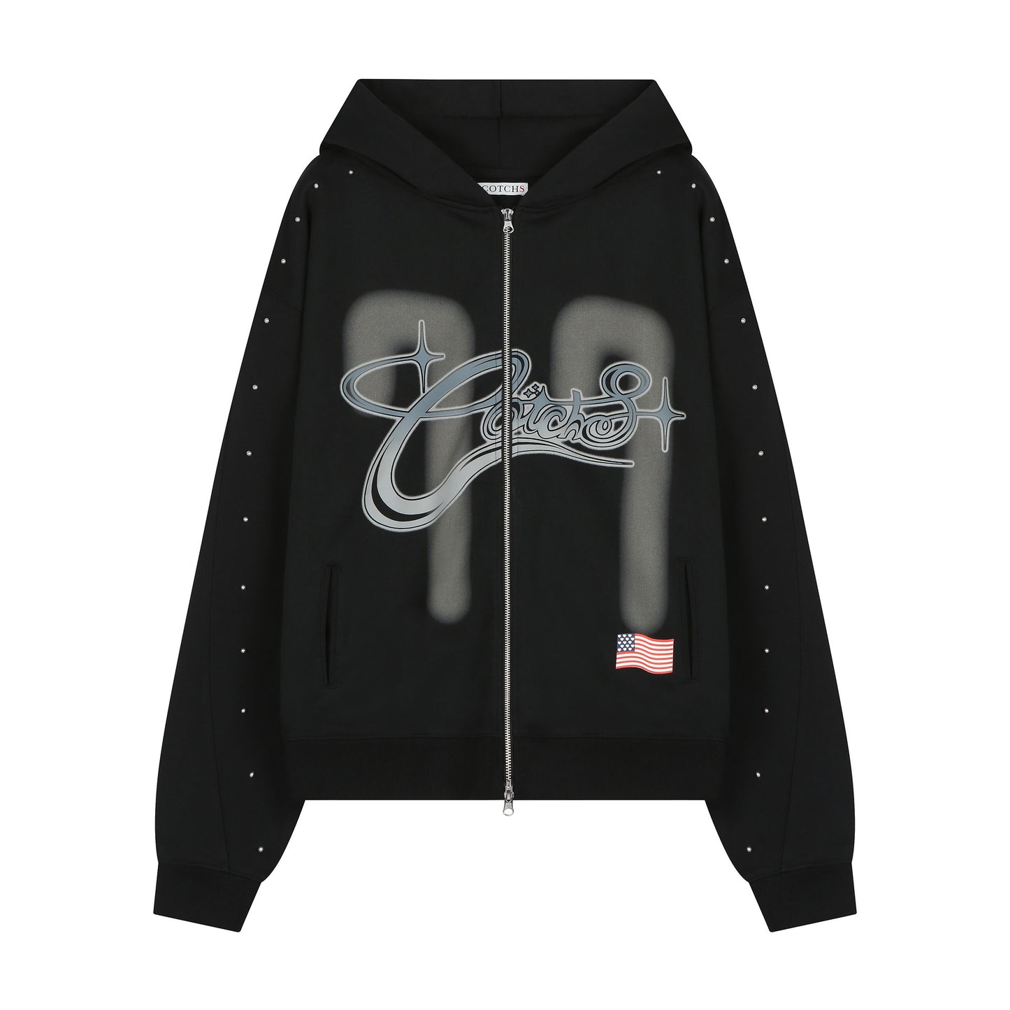 COTCHS - LUCKY77 HOODED ZIP UP(BLACK)