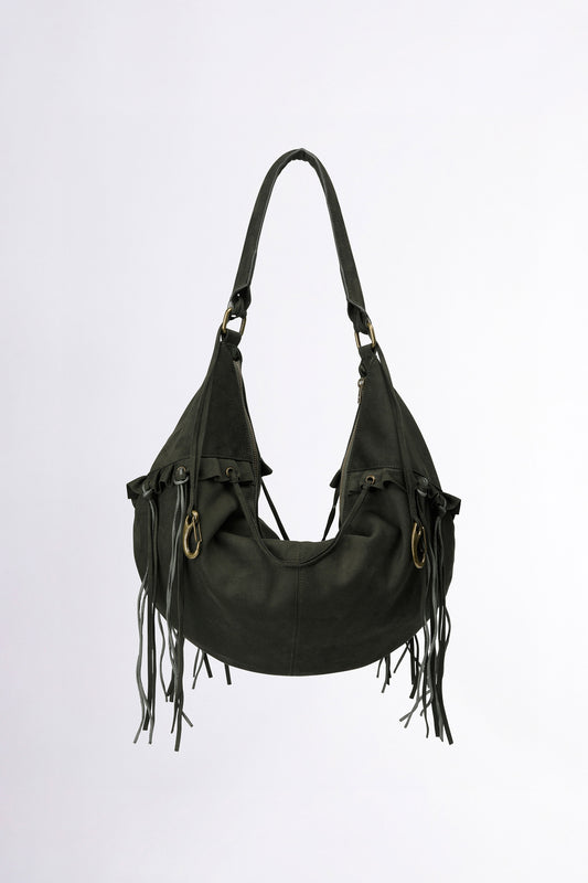 [𝐎𝐍 𝐒𝐀𝐋𝐄 !] Faux Suede String Hobo Bag Deep Green