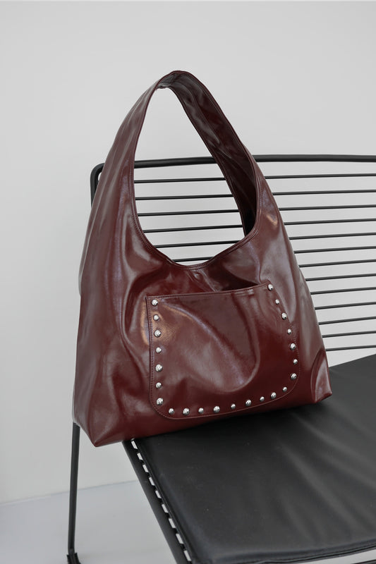 KHIHO - STUD POPO BAG / WINE