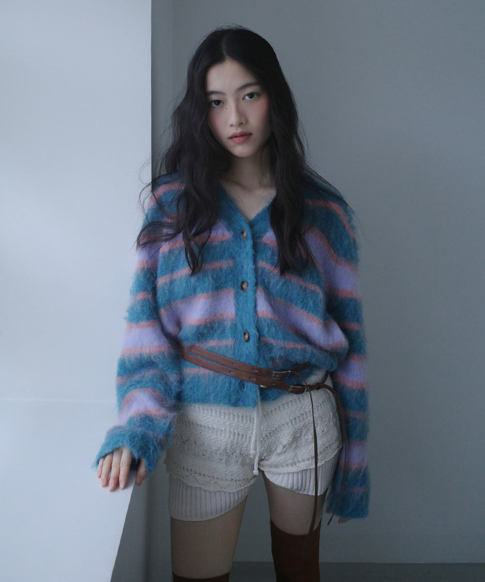 STRIPE SHAGGY KNIT CARDIGAN - 5 colors