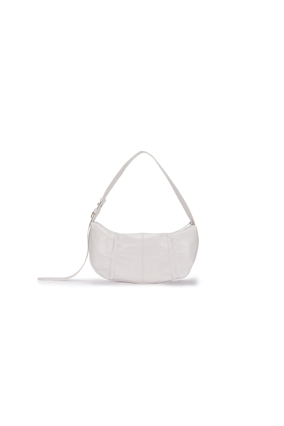 HALF SHIRRING RIBBON ROUND BAG IN IVORY