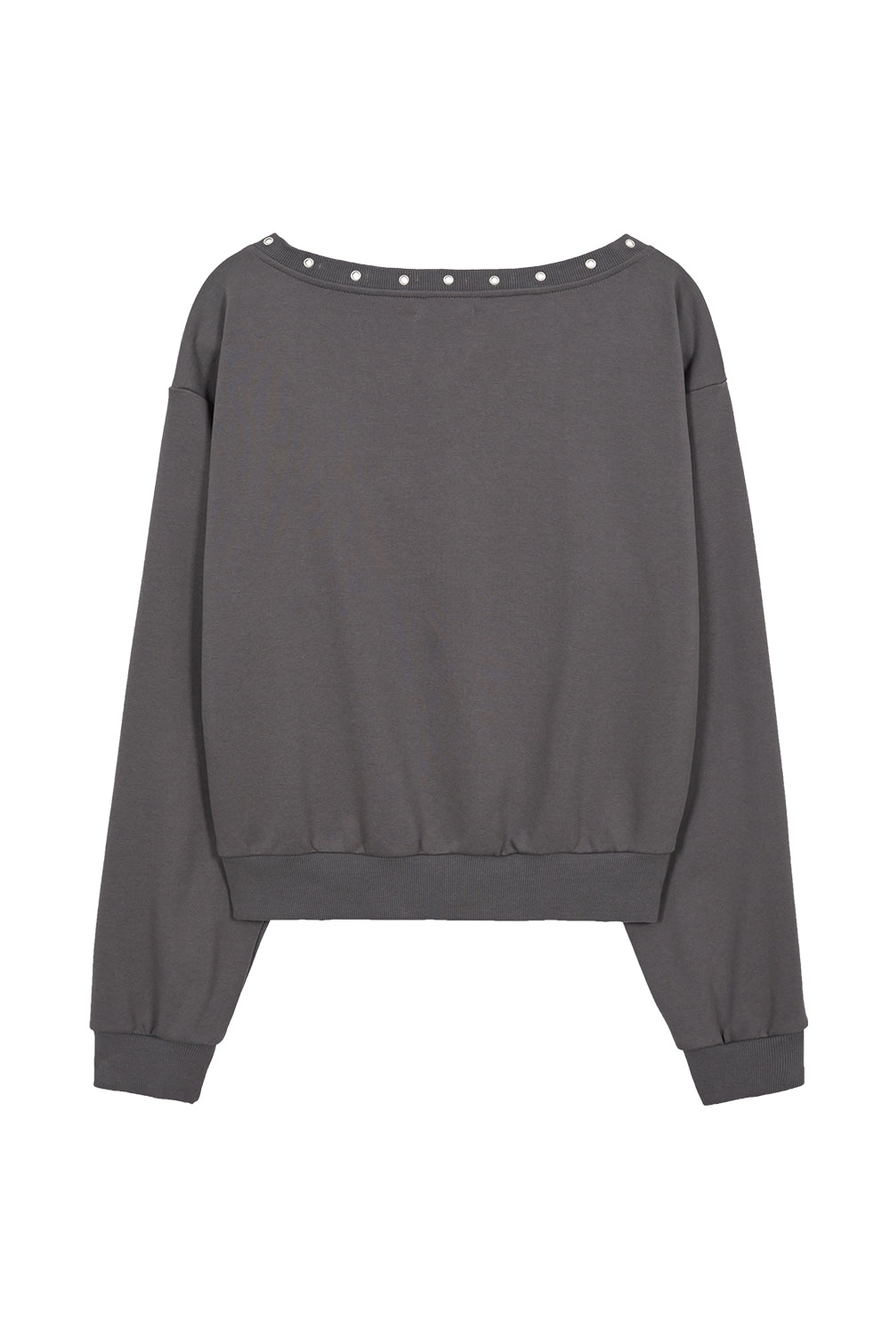 illigo - [Pre-order delivery on 10/02] Button eyelet off-shoulder man-to-man charcoal
