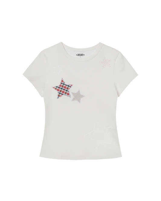 aeae - CHECK STAR TEE [WHITE]